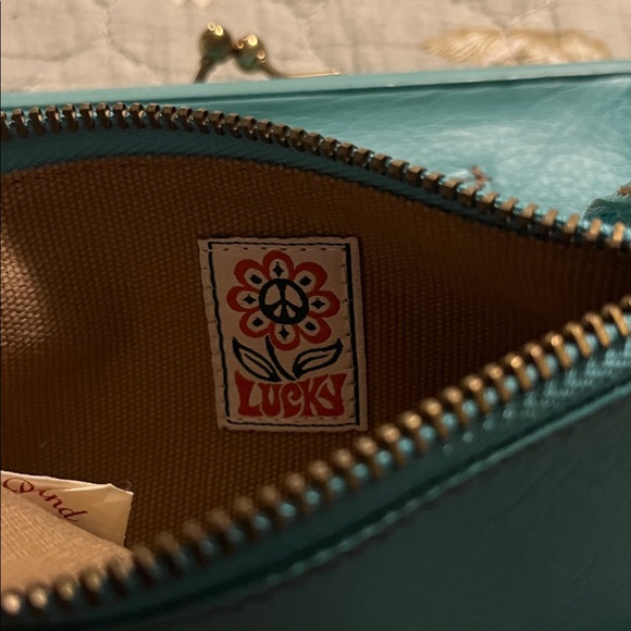 Lucky Brand Teal Leather Clutch with Wrist Strap - Picture 5 of 5